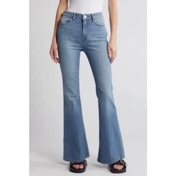 Frame Denim Denim - FRAME Le Easy Flare Light Wash High Rise Stretch Jeans Size 33